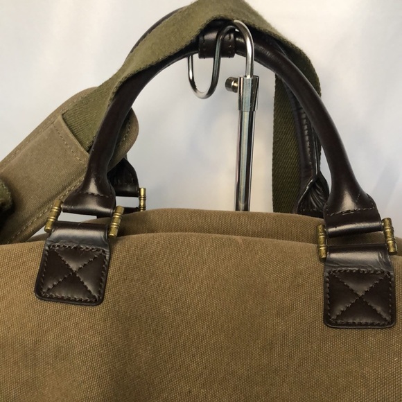 TOMMY BAHAMA khaki canvas/ leather Paradise Island Hopper Weekender travel bag. - Picture 6 of 16